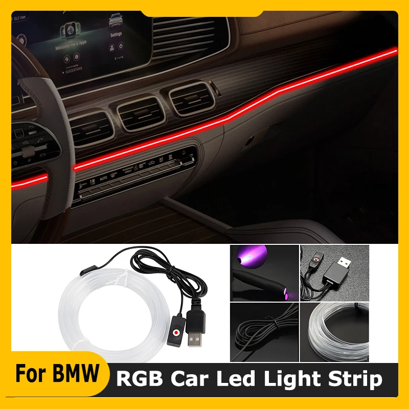 3M/5M RGB Car Decorative Light LED Atmosphere Lamp Strip Auto Interior Accessory For BMW E46 E90 E60 F30 F10 E39 G20 F20 E92 E83