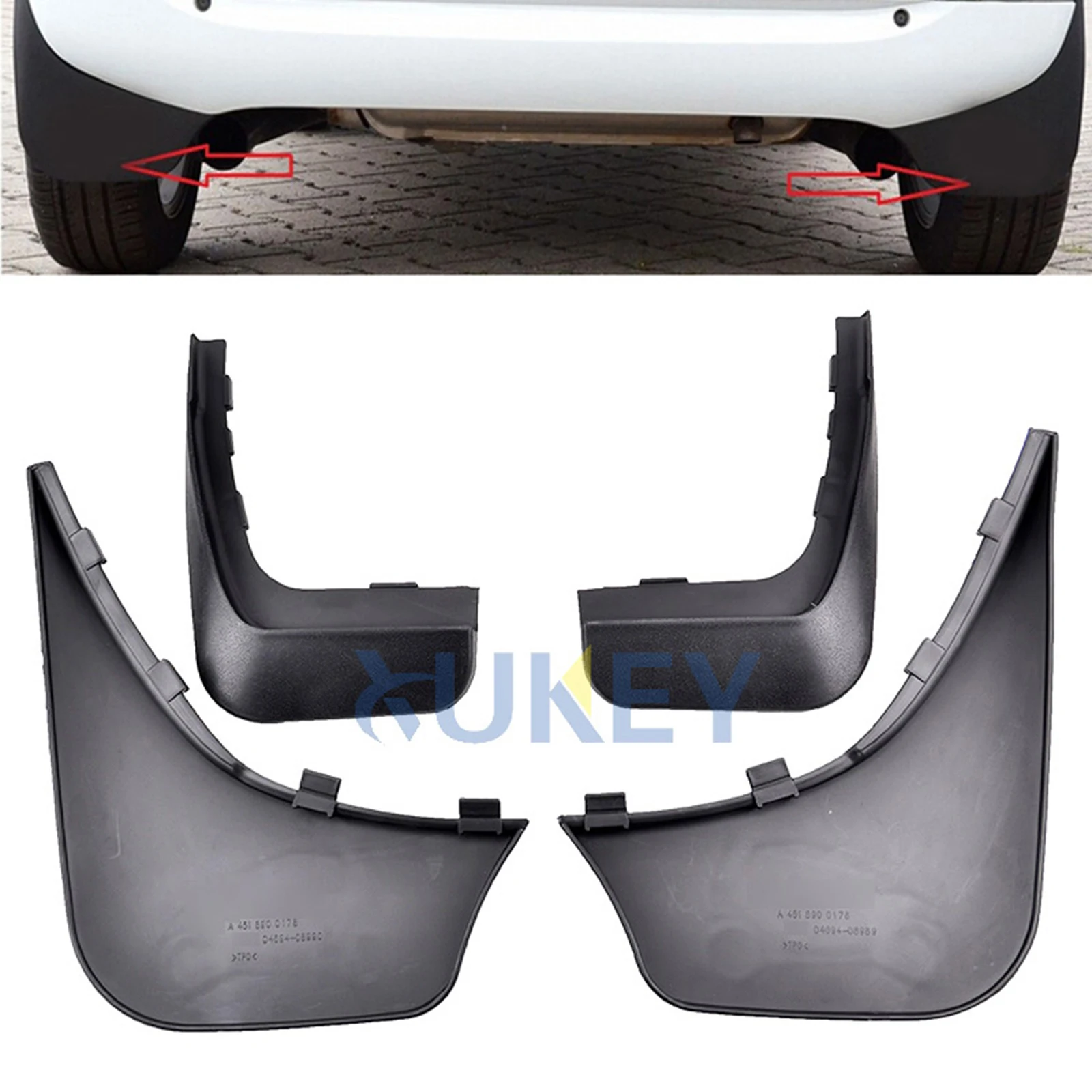 Mudguard For Smart fortwo coupe convertible A451 C451 2008 - 2014 Front Rear Fender Mud Flap Splash Guard 2009 2010 2011 2012 13