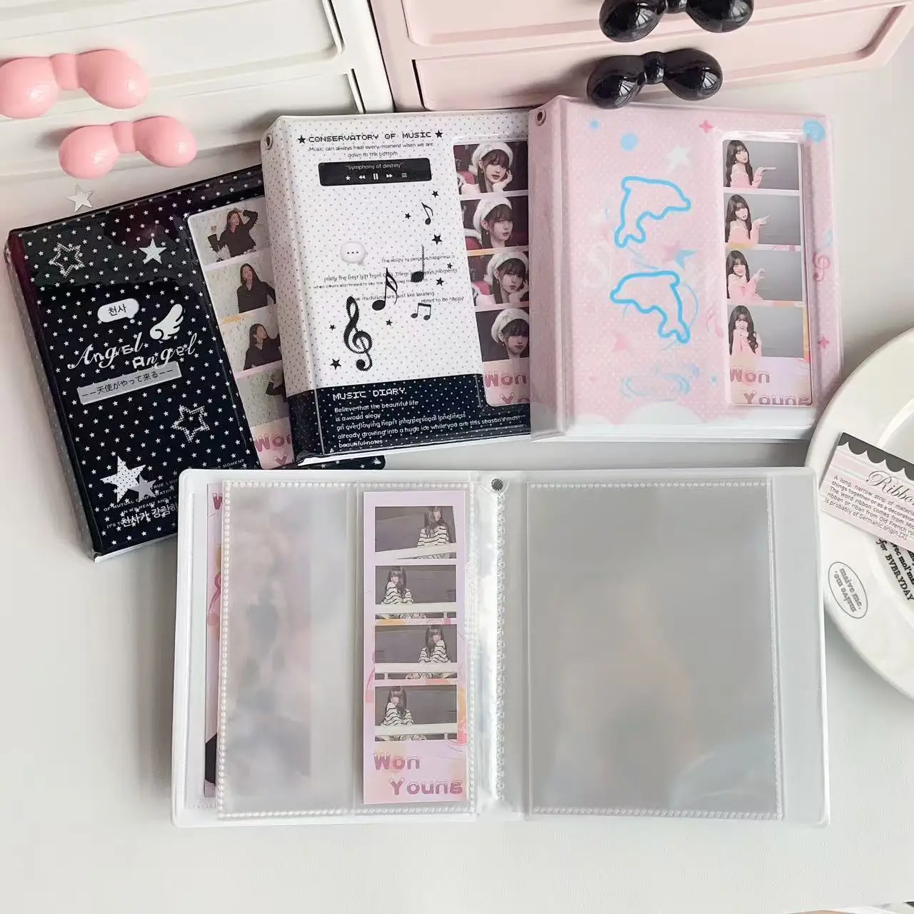 Angel Music Note Series Life Four Grid Album Large Photocard Binder Polaroid Four Grid Storage Book image 3