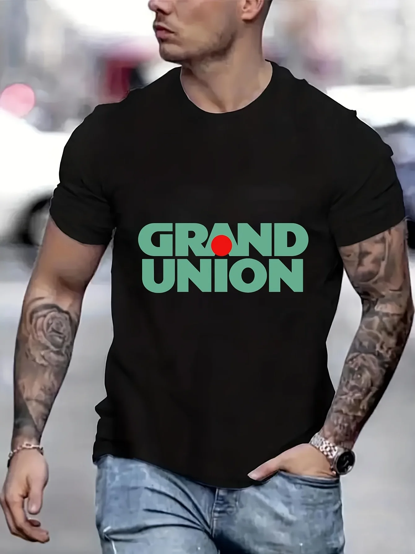 Grand Union Printed Top Men's Cropped Men's T-Shirt Anime Men T shirt Printed T-Shirt B5020861