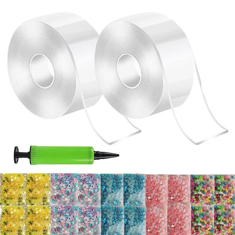 Bubble Blowing Double Sided Tape Blowable Bubble Tape Glitter Nano Tape Sticky Ball Tape DIY Crafts Kids Toy Decompression Toy