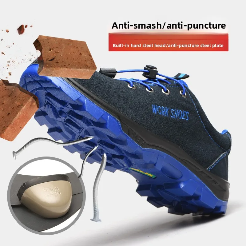 Herren-Sicherheitsschuhe, Arbeitsschuhe mit weicher Sohle und Schutz, leichte Arbeitsschuhe, Stahlkappe, Schuhe, Anti-Smashing-Stichschuhe