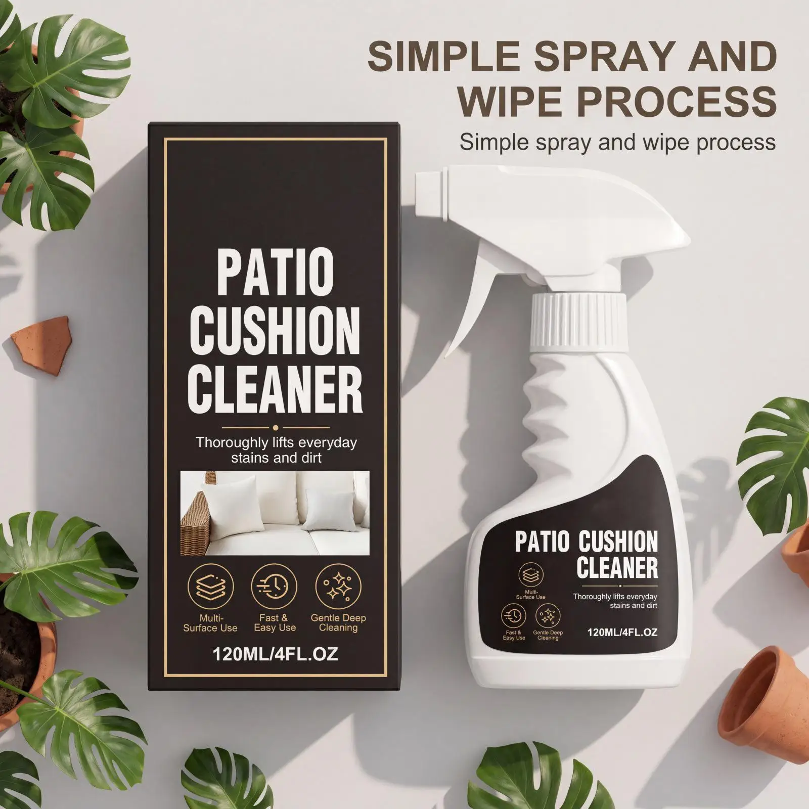 Outdoor Cushion Cleaner 120ml Deep Cleaning Cushion Spray Outdoor Furniture Cleaner for Pillow Deck Porch Garden Backyard Rv