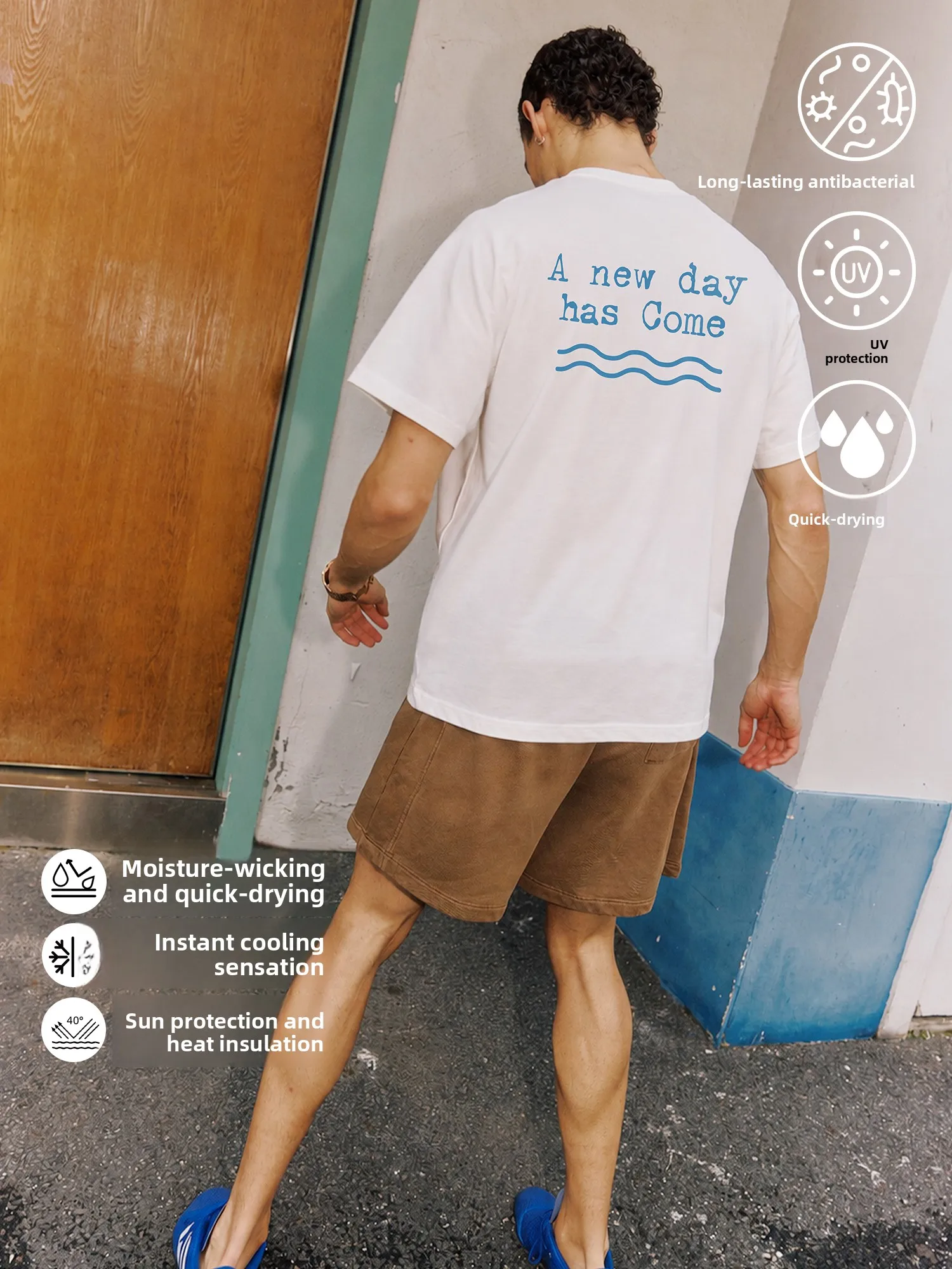 UMISM Summer Running Letter Print Logo Sport Short Sleeve Quick Dry T-Shirt Top Men's Standard Fit Digital Print Antibacteria...