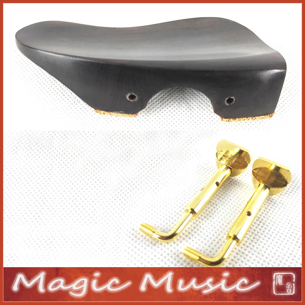 Natural Ebony Chinrest for Violin 4/4 Fiddle Fitting Accessories with Chin Rest Clamp Violin Part