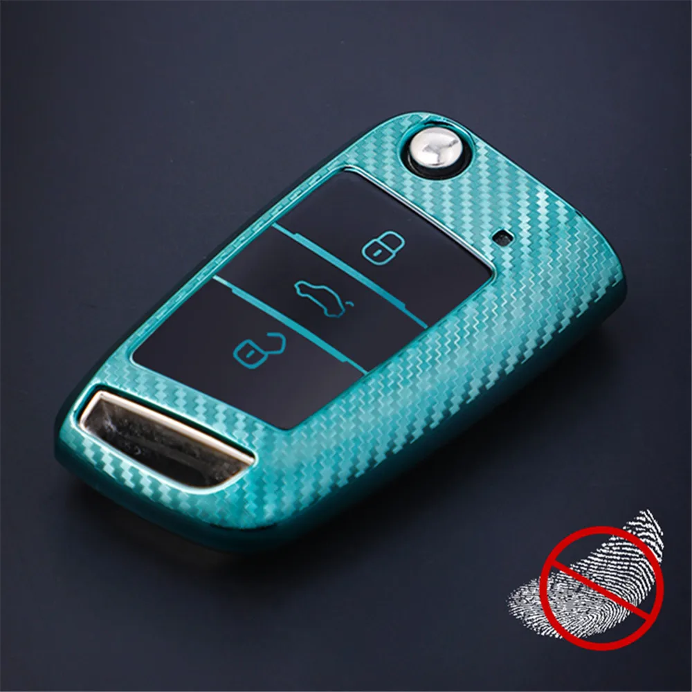 TPU Carbon Fiber Car Key Case Cover for VW Volkswagen Golf 7 MK7 Tiguan MK2 for SEAT Ateca Leon FR 2 Ibiza for Skoda Octavia A7