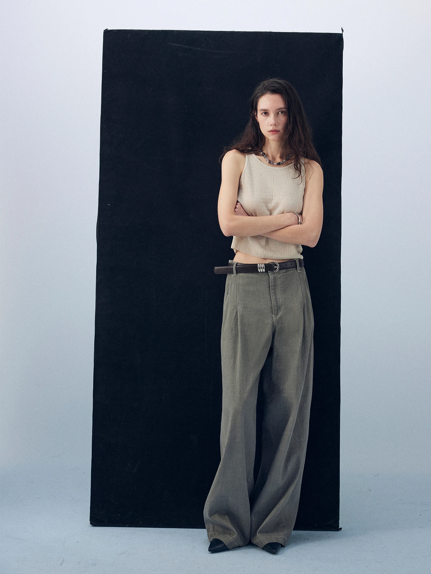 

Moofeel Vintage High Waist Wide Leg Cotton Jeans Dra Slimming Pants French Sle Spring Commute Breathable Casual Jeans