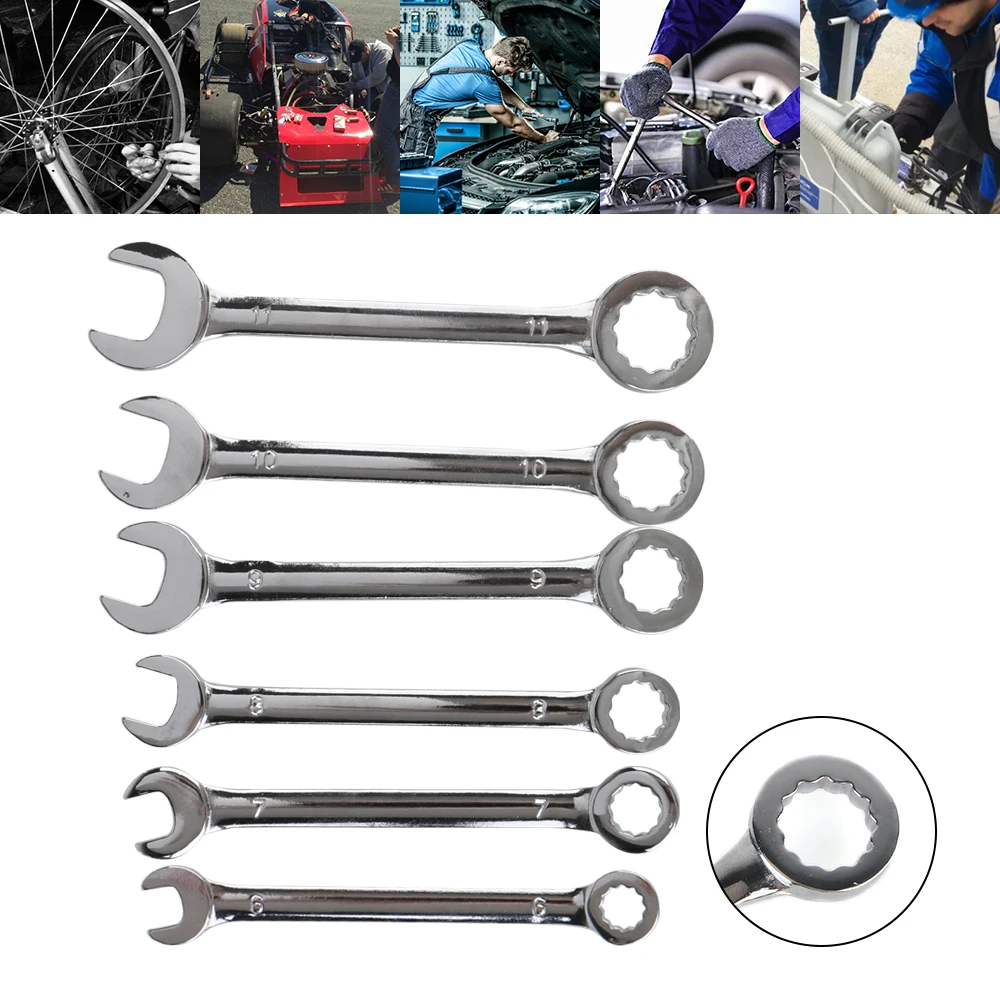 Imperial units/Metric Type Wrenches 10pcs Mini Spanner Wrenches Set Explosion-proof Pocket Key Ring Spanner Hand Tool