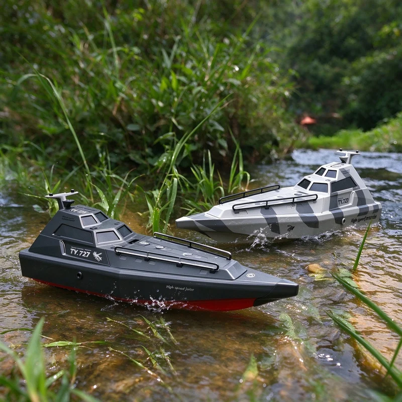 2.4G RC Boat TURBOJET PUMP 30KM/H High Speed Remote Control Jet Boat Low Battery Alarm Speedboat Model Children Toy TY727