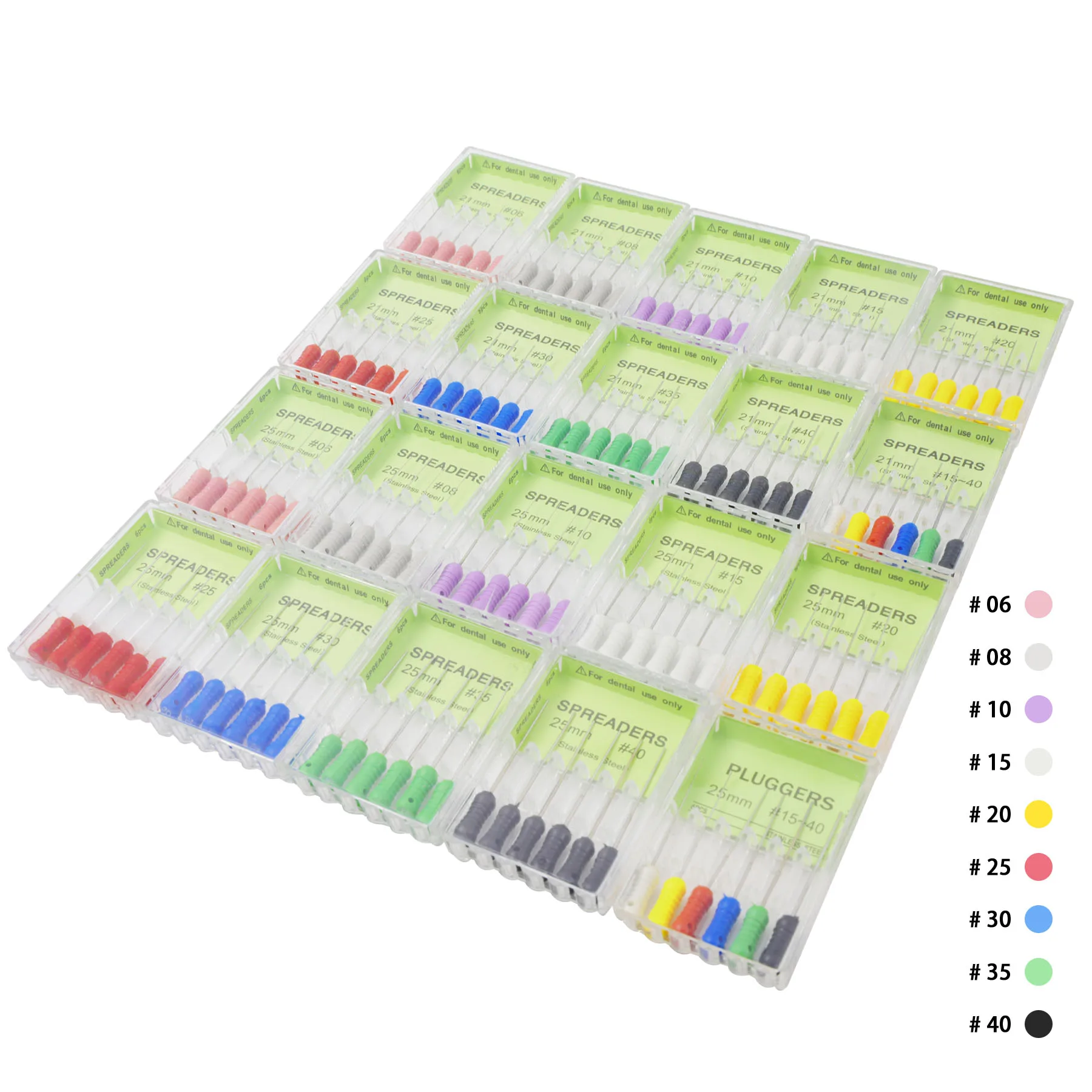 6Pcs/Box Dental Finger Spreaders File Hand Use Stainless Steel Root Cannal Endo Files 21mm/25mm Endodontic Dentist Drills