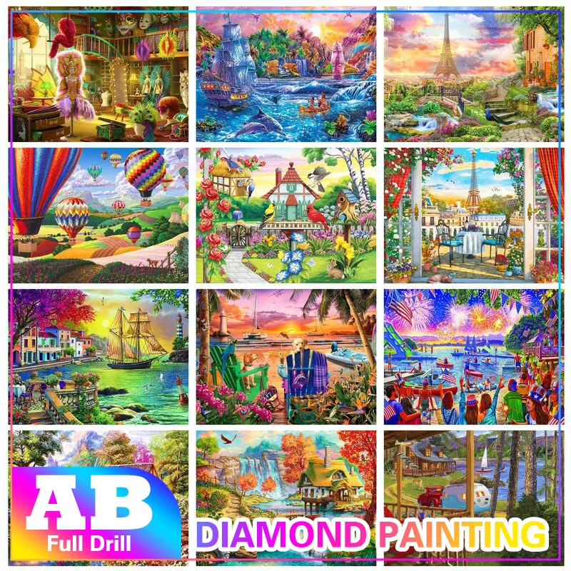 

GATYZTORY 20x30cm Diamond Painting With Frame Landscape Mosaic Diamond Kits Wall Art Personalized Gift Diy Cross Stitch