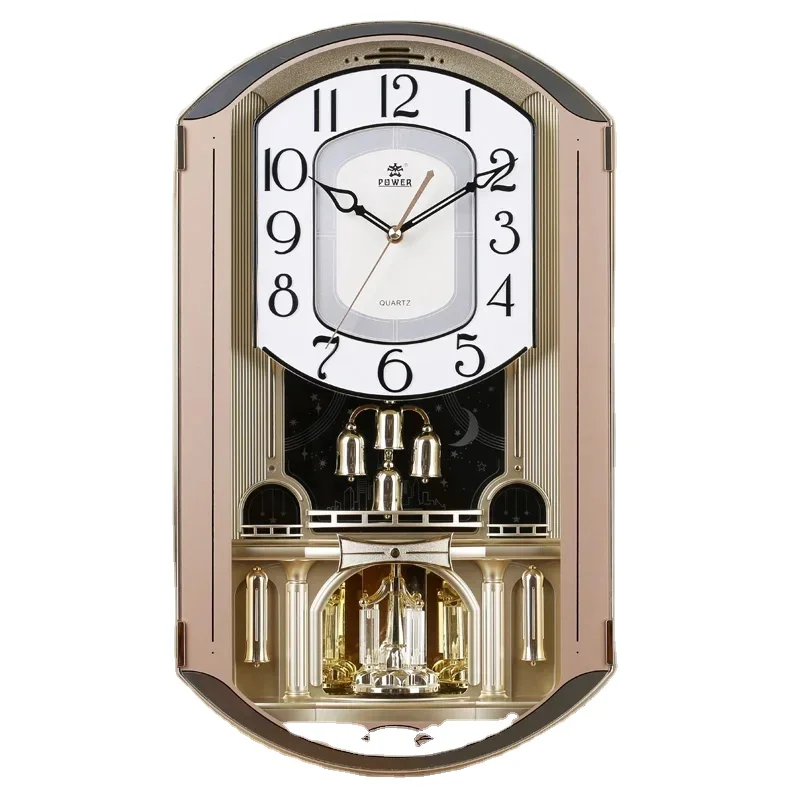 

3d Large Wall Clock Vintage Pendulum Clock Creative Music Whole-time Timing Art Retro Gold Clocks Wall Home Decor Living Room