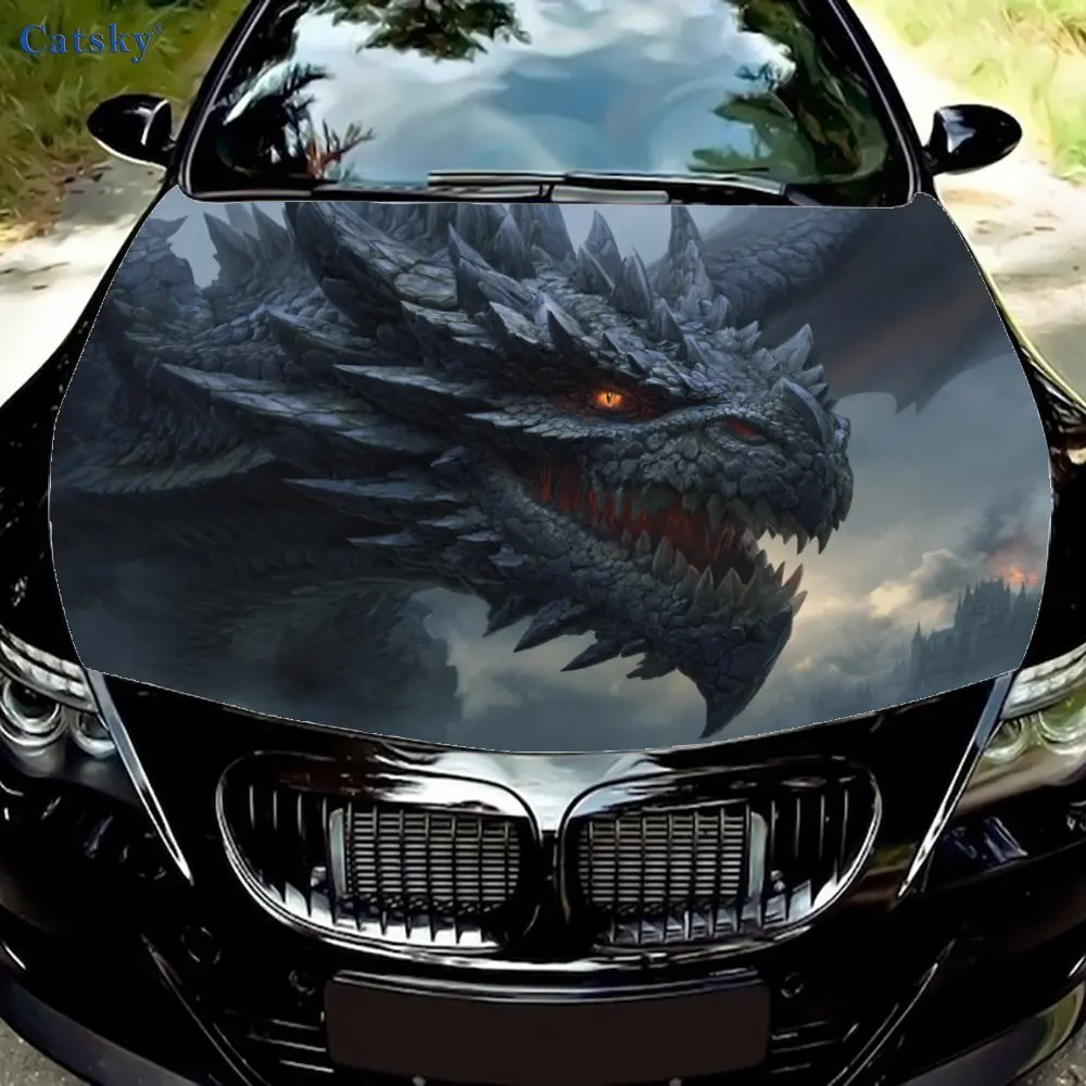 

Fierce Dragon Car Engine Hood Vinyl Sticker Wrapped In Vinyl Film Engine Hood Decal Sticker General Motors Engine Hood Protectiv