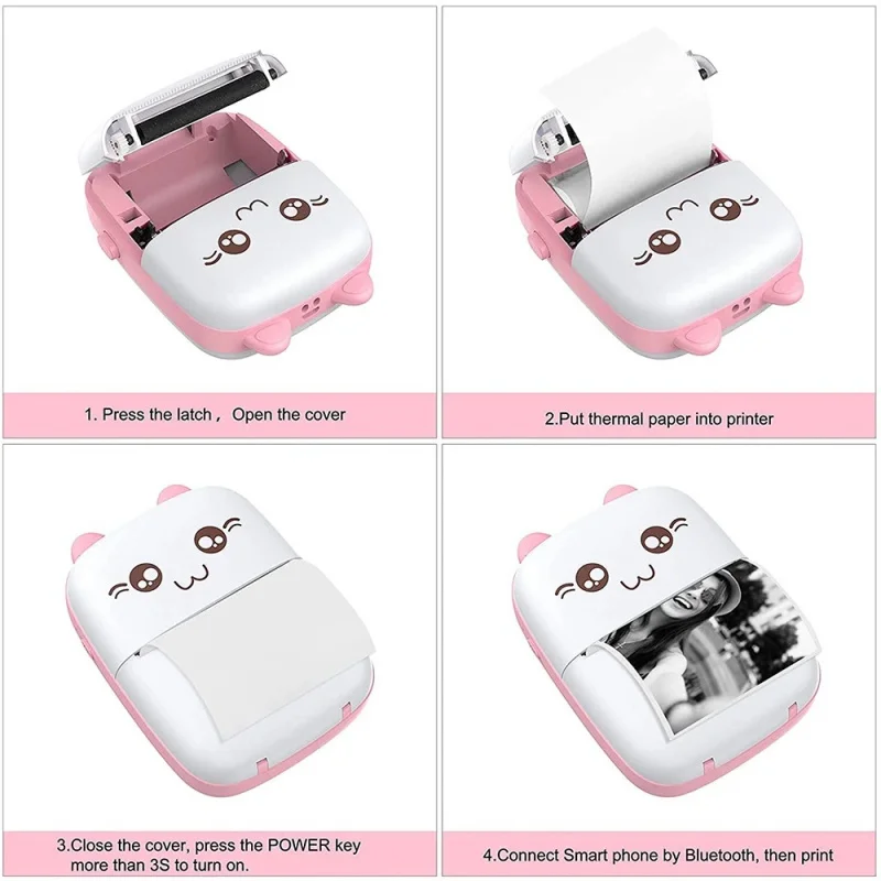 Portable Mini Printer With Wireless Connection For Smartphones Small Household Pressure-Sensitive Photo Thermal Paper Printer