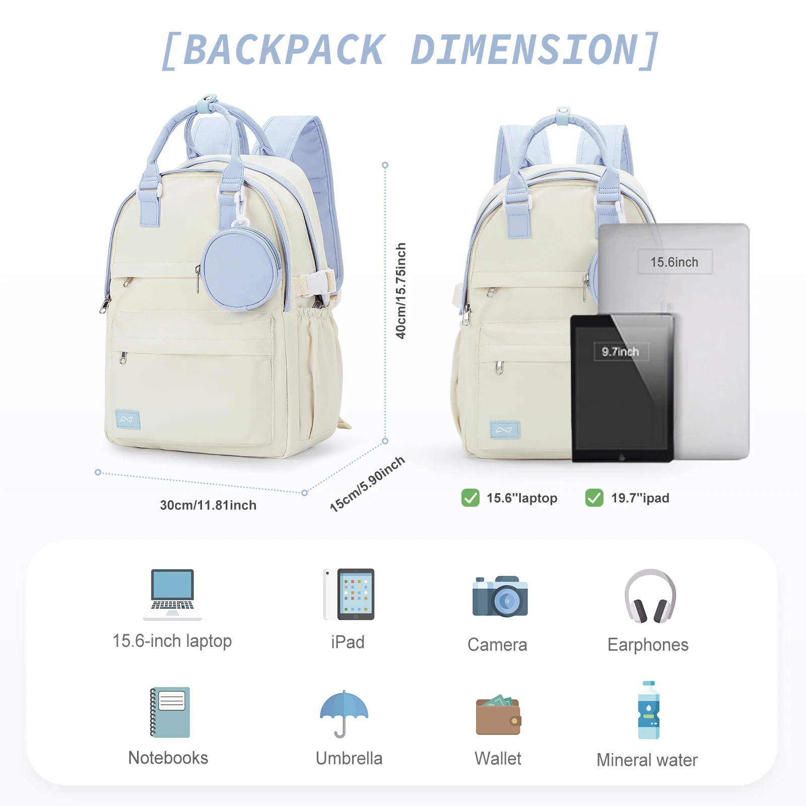 Large Laptop Backpack for Women, Korean Backpack Kawai School Backpack for Youth Girls,  University Leisure Anti-theft Backpack