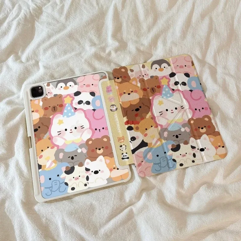 Cartoon Animals Party Case for IPad 11th A16 10th 10.9 Air5 Air6 11in Tablet Case for Pro Air7 Air6 11in Mini7 8.3 Air2 9.7 Case