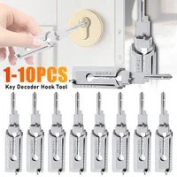 Herramienta de gancho decodificador de llaves, Kit de pastilla de junta tórica 2 en 1, juego de selección y gancho de precisión, decodificador de bloqueo, herramientas de precisión de acero inoxidable, 1-10 Uds.