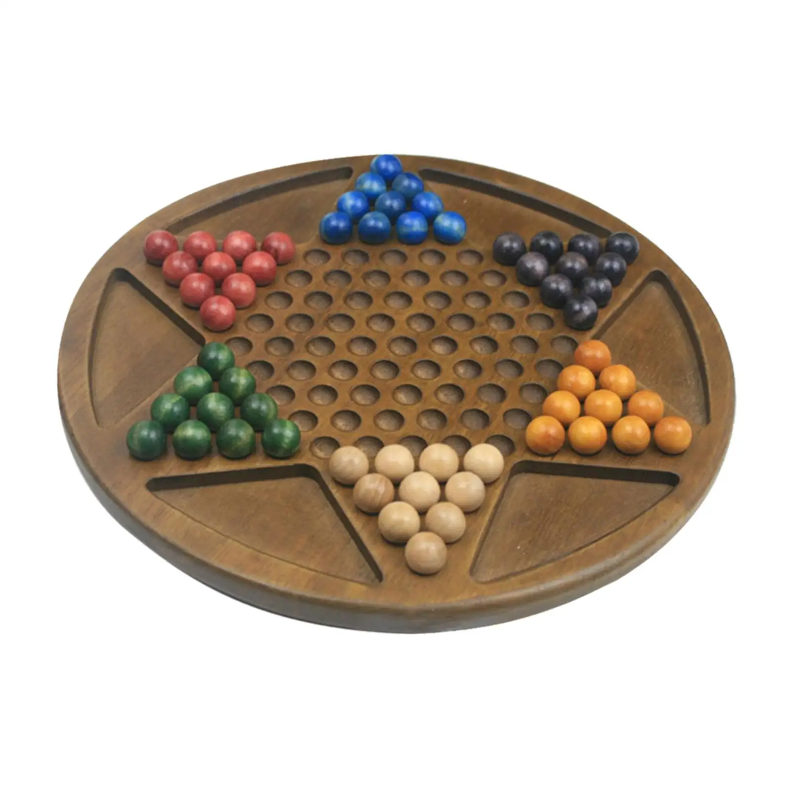 Wooden Chinese Checkers Marble Board Game Set 60 Pieces for Children Family Interactive Educational Gift