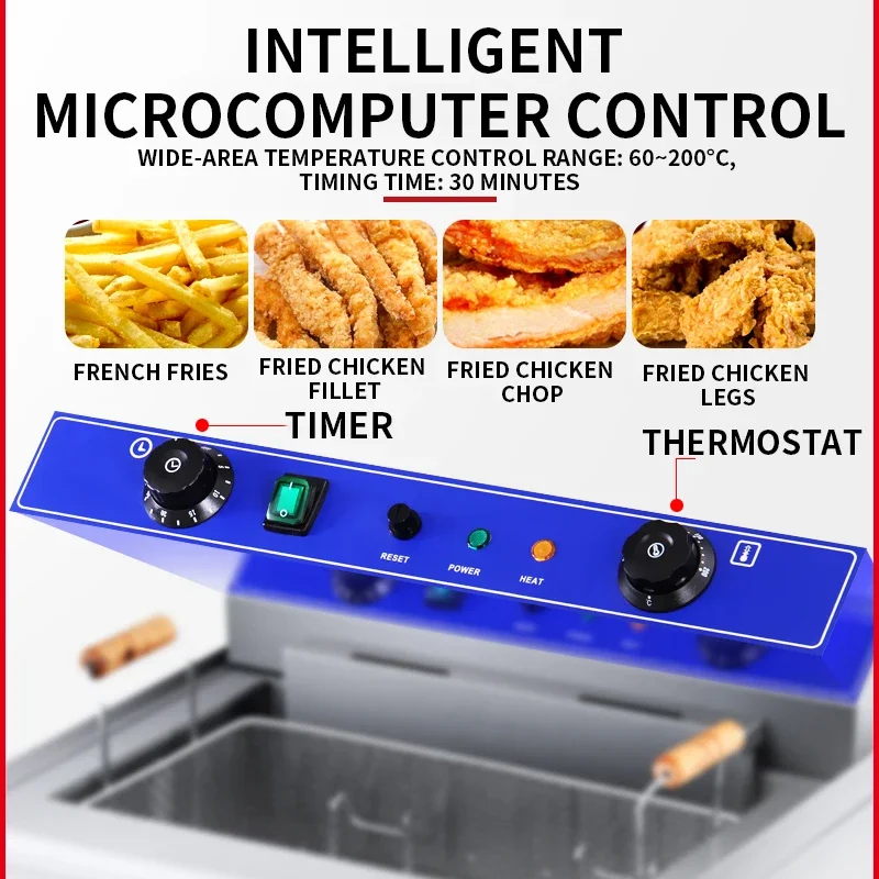 Afbeelding 5: Elektrische Friteuse 30L eencilinder gefrituurde deegstok elektrische Voedsel friteuse Grill Gebakken Vis Kippenvlees Aardappelchips