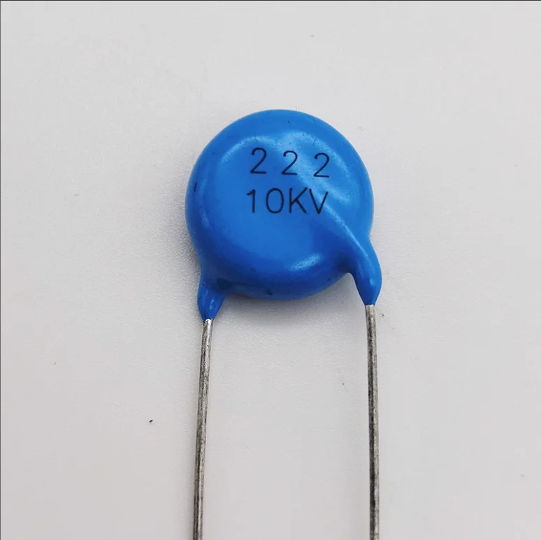 20PCS High frequency blue ceramic chip capacitor 10KV 222K2200pF  high-voltage power supply ceramic dielectric capacitor