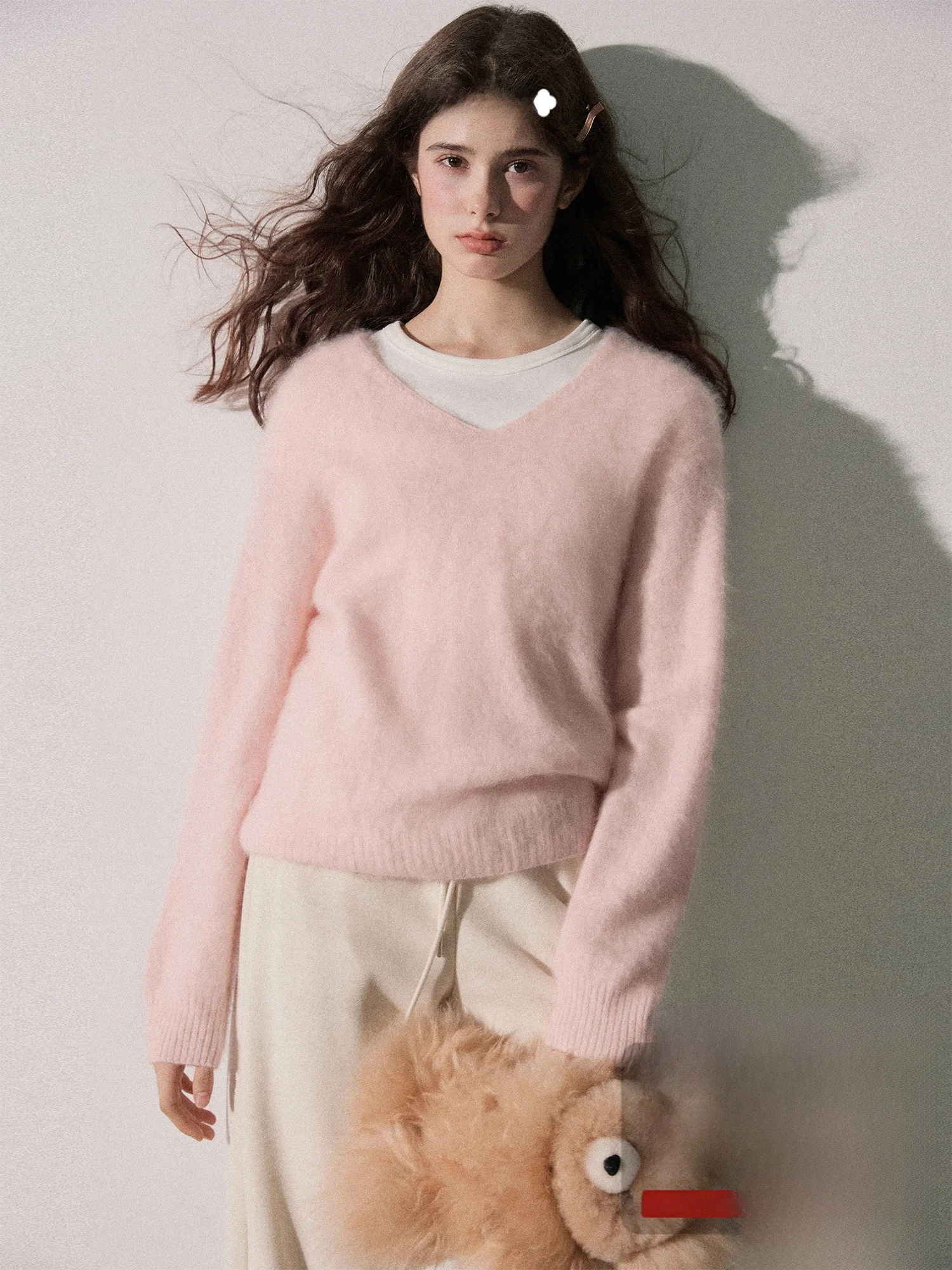 

Soft Cozy V-Ne Women's Knitted Base irt Winter Dopane Woolen Sweater Loose Fit Long Sve Warmth Emitting CMLT Brand