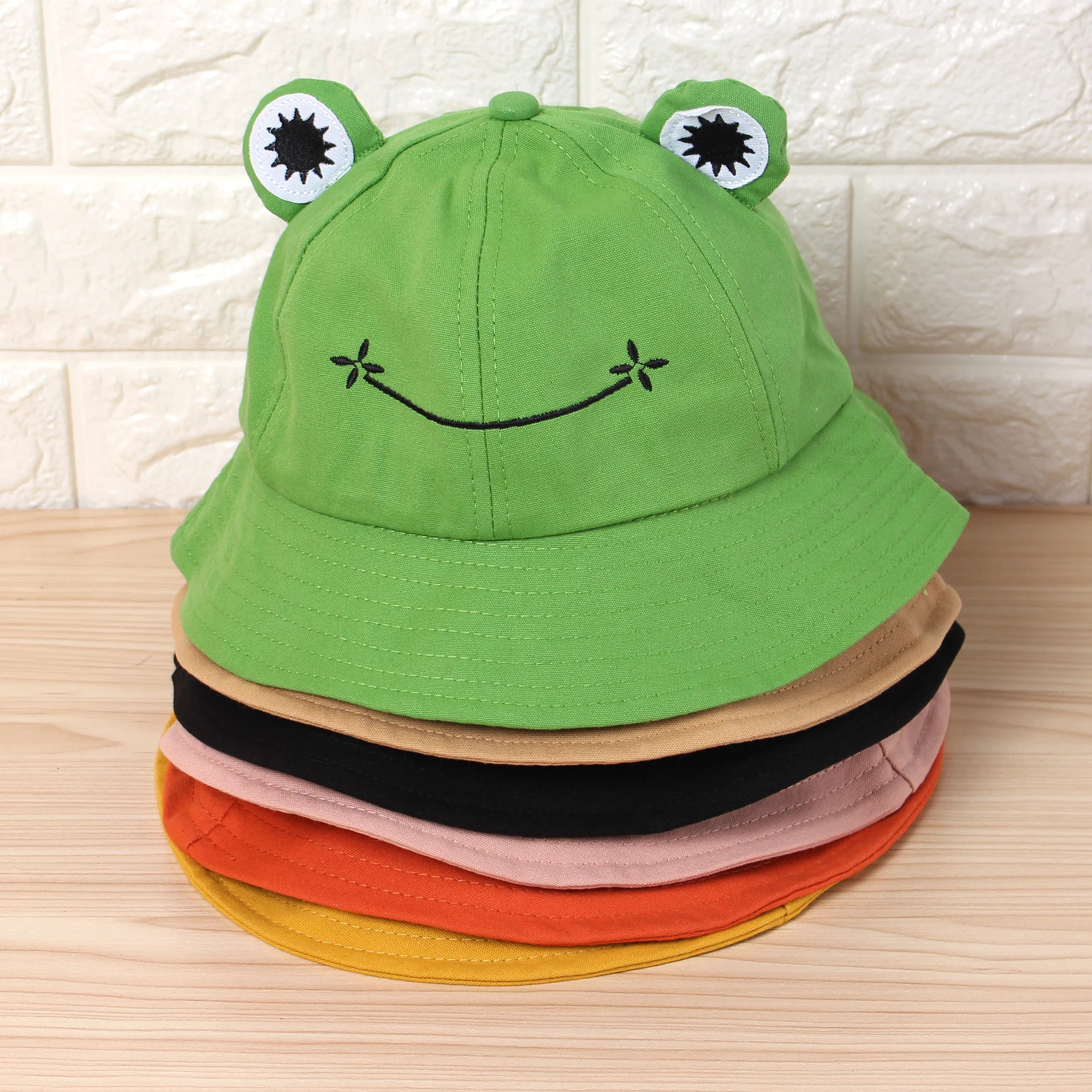 Fashion Children Adult Frog Bucket Hat Summer Autumn Plain Panama Hat Outdoor Hiking Beach Fishing Cap Sunscreen Female Sunhat