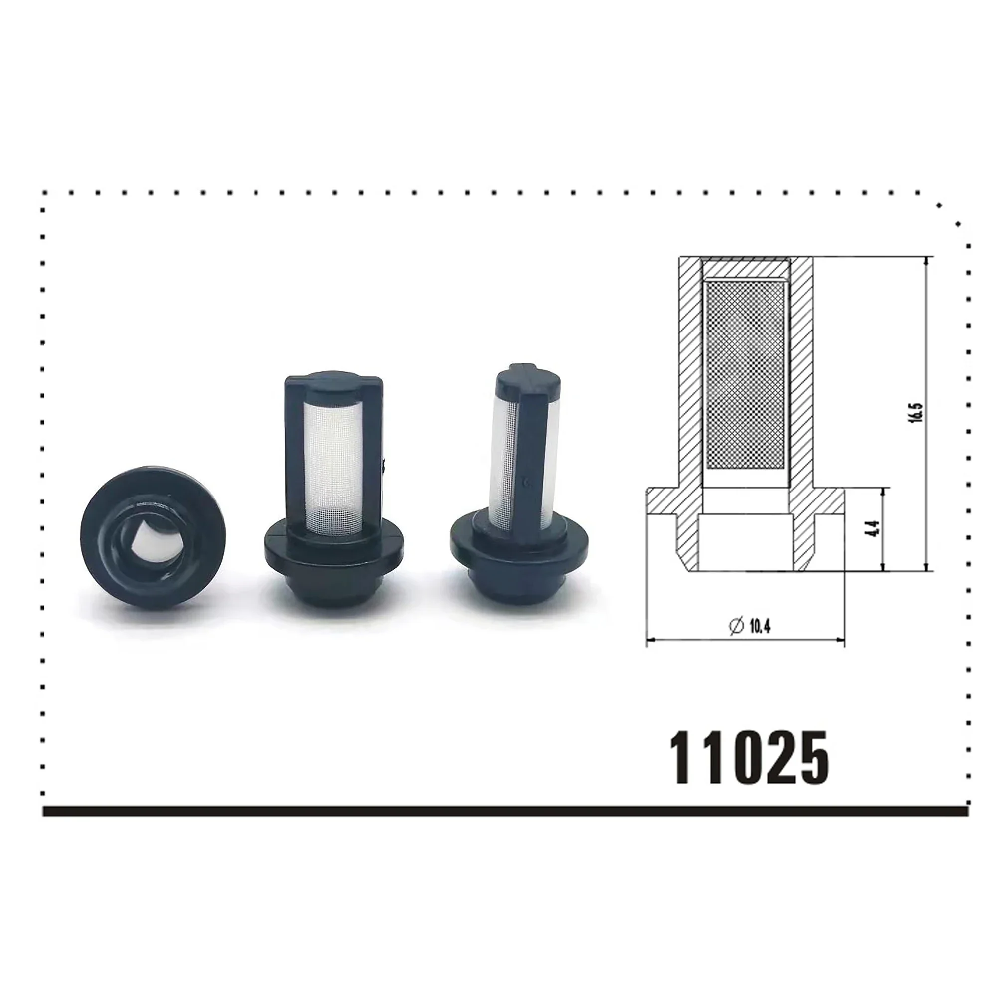 50pcs Fuel Injector Micro Basket Filter Top Quality Injector Repair Service Kits Size:10.4x4.4x16.5mm FL-11025