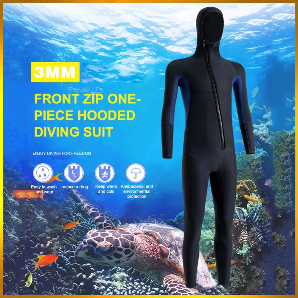 

Neoprene Diving Skin Clothes Hooded Unisex Snorkeling Surfing Swimsuit Warm with Zipper Elastic Anti-scratch Outdoor Accessories