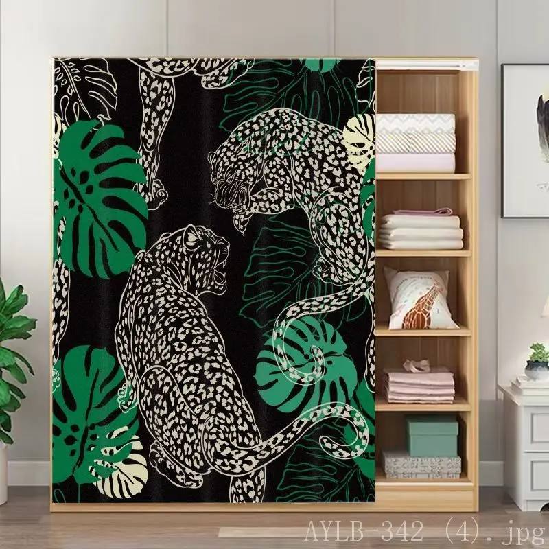 Rideau Noren VIKAMA Jungle Léopard, Imprimé Fleurs Tropicales, Cache-étagère, Séparateur de pièce, Drapé d'entrée intérieur, Chambre à coucher