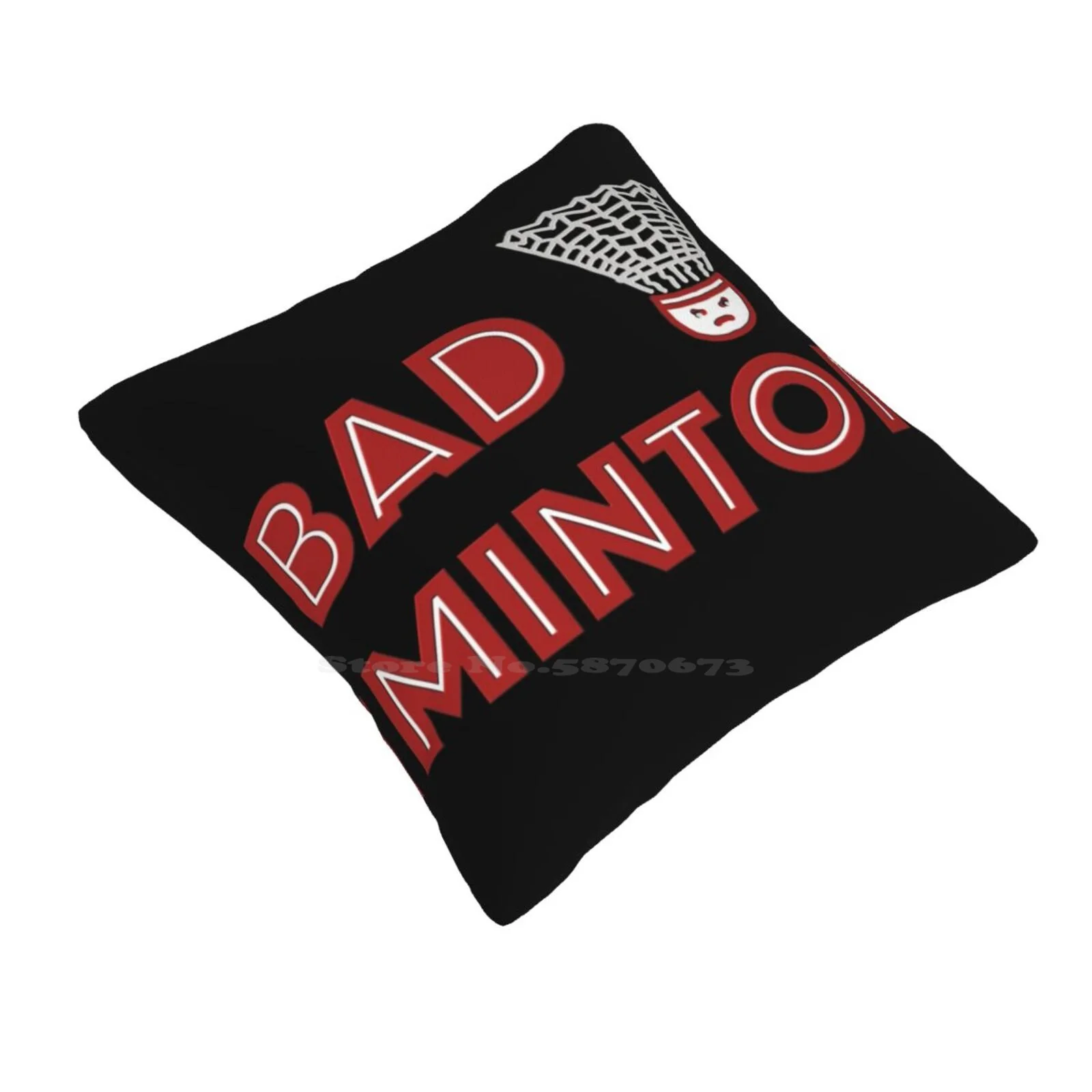 Badminton Throw Cushion Pillow Cover Badminton Sport Tennis Racket Birdie Typography Letters Lettering Words Red White Funny