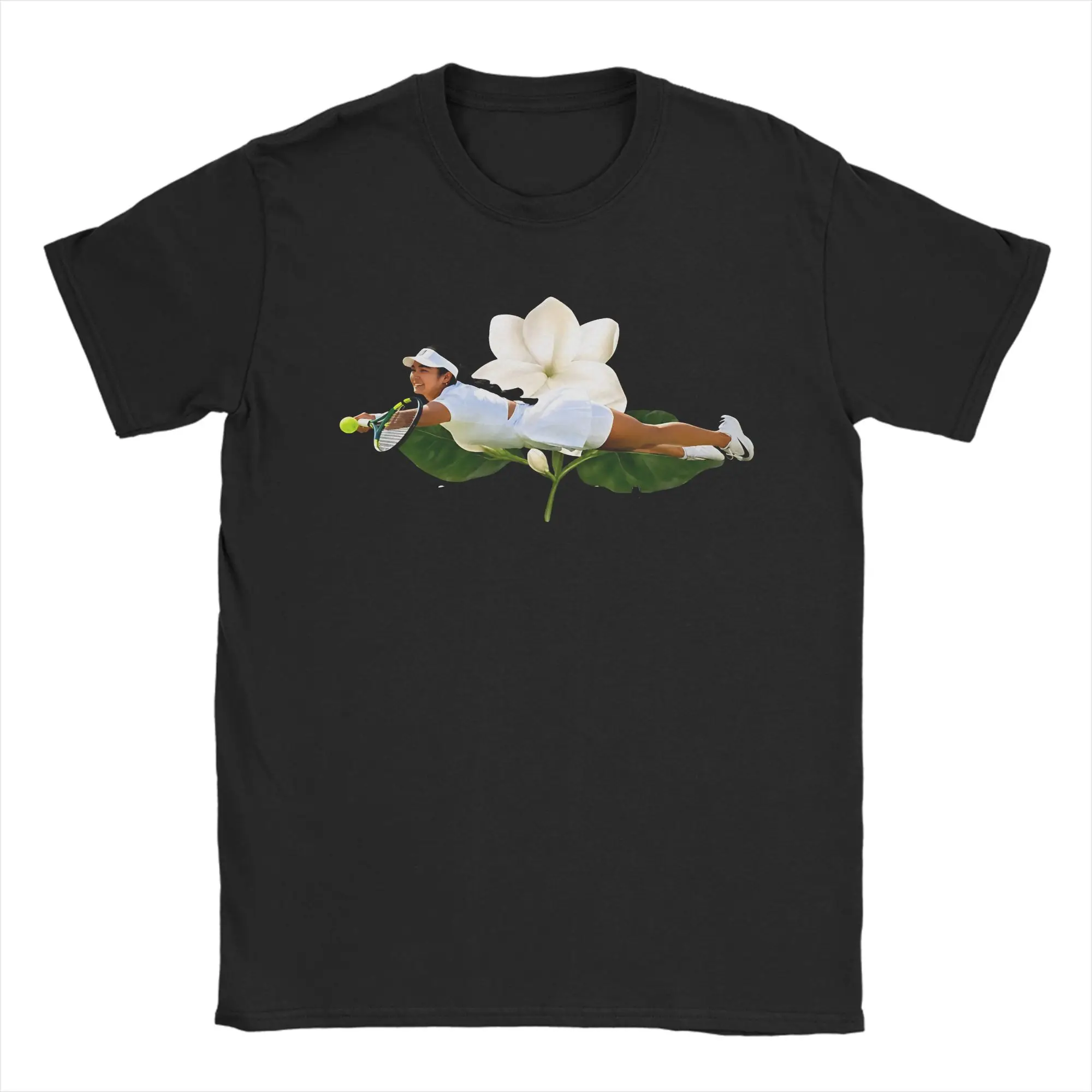 Alexandra Eala Dive On Jasmine Leaf Men's T Shirt  Humor Tee Shirt Short Sleeve Round Neck T-Shirts 100% Cotton Printed Clothing