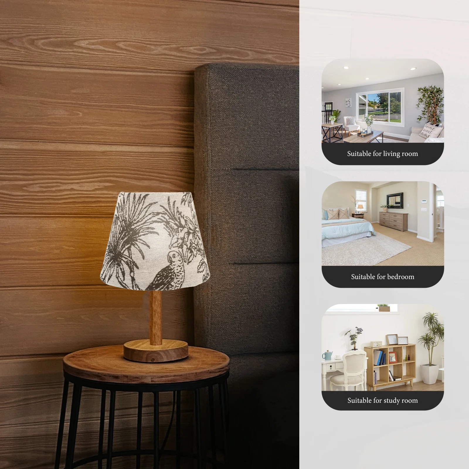 

Barrel Small Embroidered Bird Flower Lamp Shade 7inch Fabric Cover Replacement for E27 Table Floor Lamps Rustic Drum Lamp Shades