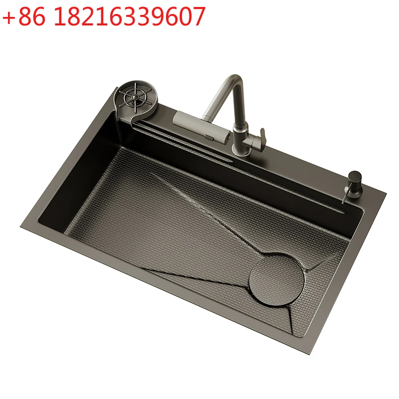 

Кухонная мойка из нержавеющей стали 304, утолщенная, с двумя секциями (средняя и нижняя).