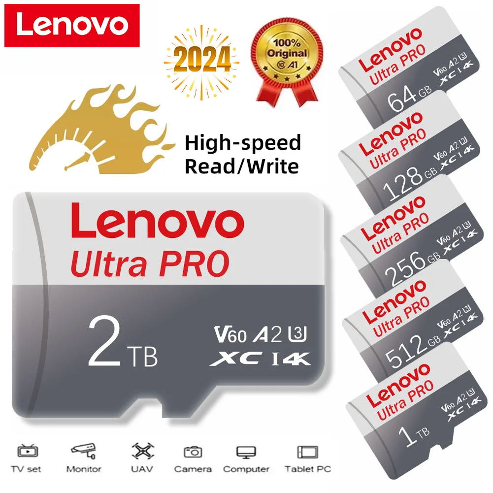 

Карта памяти Lenovo 2TB 1TB Class 10 512 ГБ Micro TF SD-карта 256 ГБ Высокоскоростная TF-карта 128 ГБ TF/SD Флэш-памяти для телефона Ps5