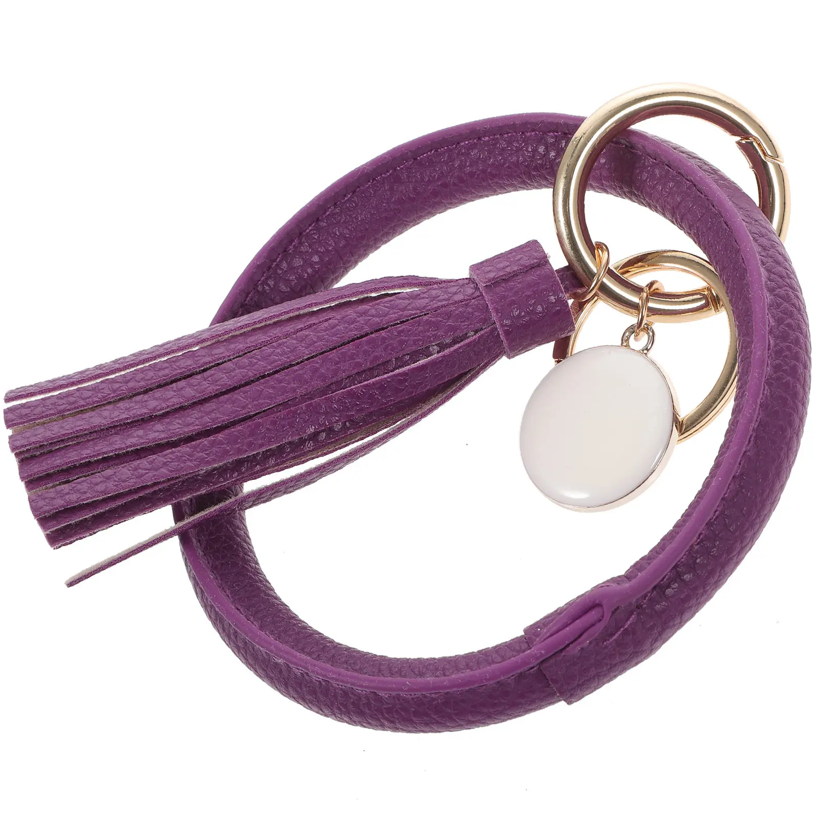 Bangle Keyring Round Tassel Wristlet Bracelet Keychain Long-Lasting Multi-Purpose Keychain Bangle Keyring Bracelet Key Rings