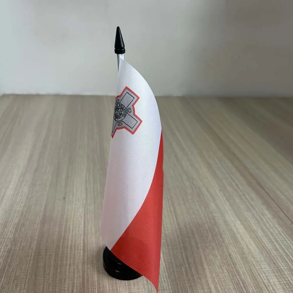 14x21cm Office Desk Flag of Malta Flag polyester Ornaments table Flags  mini Malta Country Desk flag for decoration