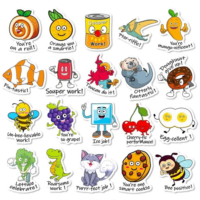 Stickers For Teachers Elementary Cartoon Animal Fruit Reward Encourage Punny Office Stationery For Classroom School Children