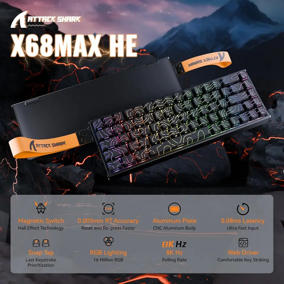 ATTACK SHARK X68MAX HE Rapid Trigger Wired Aluminum Gaming