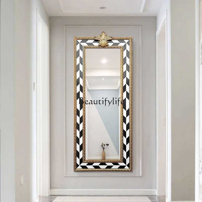 

yj21 French full-body mirror advanced European floor-to-ceiling wall-mounted carved decorative mirror