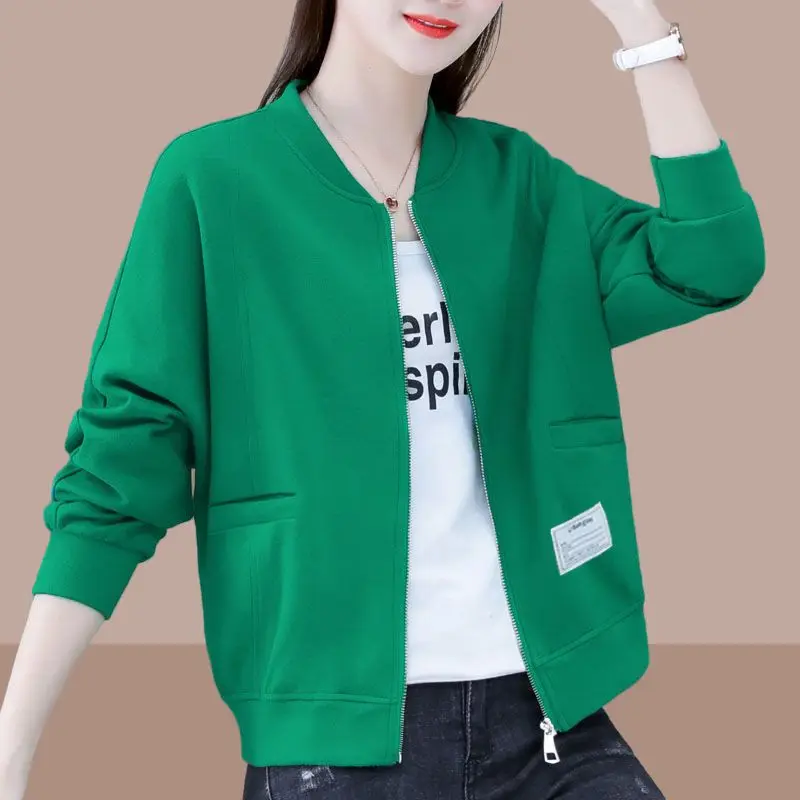 Autumn Winter New Women's Solid Color O-Neck Zipper Spliced Casual Coats Fashion Simplicity All-match Long Sleeve Jackets Tops