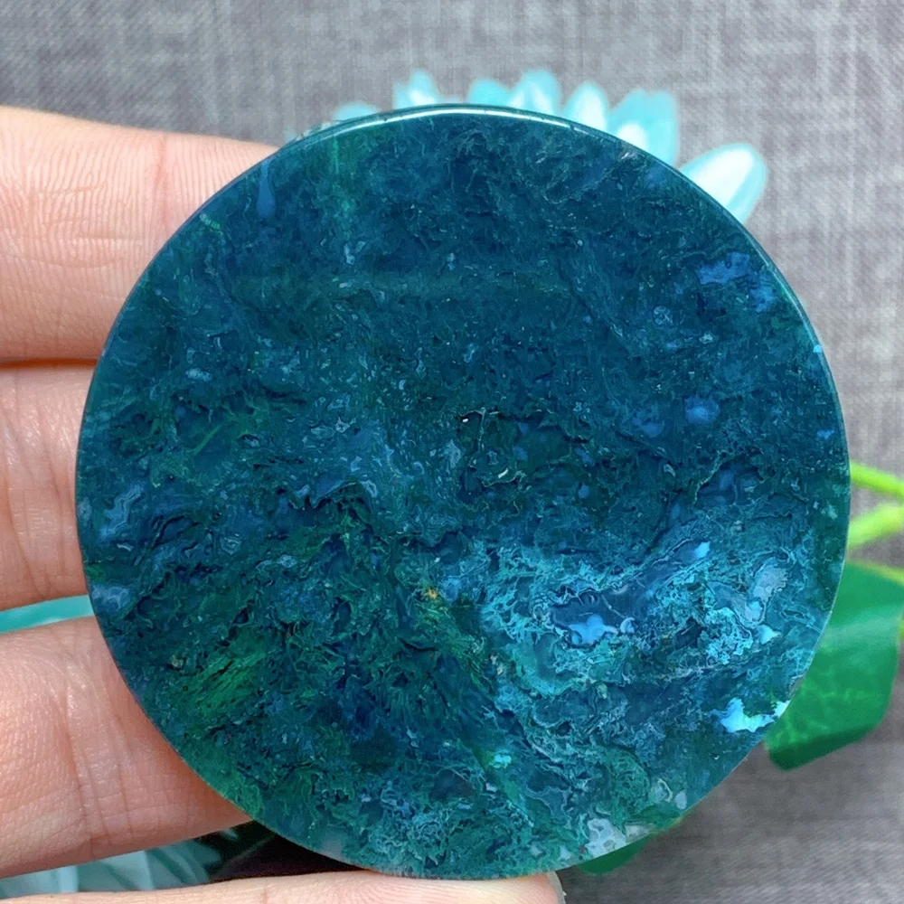 Quartz Stone Natural Crystal High Quality Moss Agate Slice Shape Handicraft Ornaments Room Spiritual Healing Energy Gift