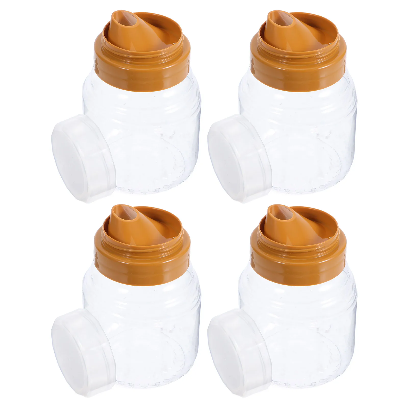

4pcs Honey Bottle Transparent Plastic Food Jar 500G Portable Sauce Container Reusable For Jam Oil Ketchup Mustard Dispenser