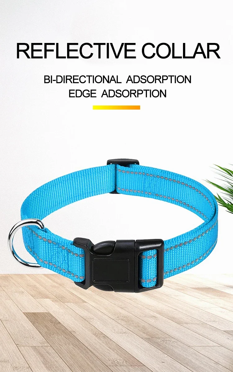 1 x reflektierendes Hundehalsband mit Schnalle, verstellbare Sicherheits-Nylonhalsbänder für kleine, mittelgroße und große Hunde – Detail 9