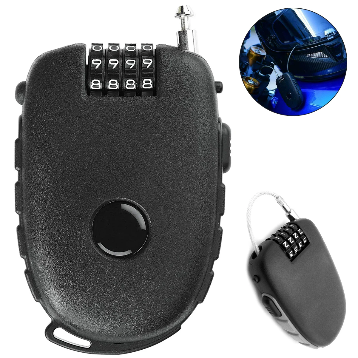 

Universal Motorcycle Helmet Lock 4 Digit Resettable Telescopic Wire Rope Steel Cable Lock Suitcase Luggage Helmet Password Lock