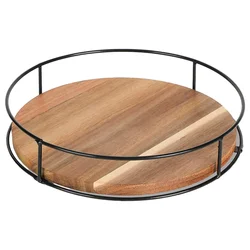 360 Degree Rotating Lazy Susan Turntable Versatile Rotating Storage Rack Round Wooden for Home Kitchen Pantry