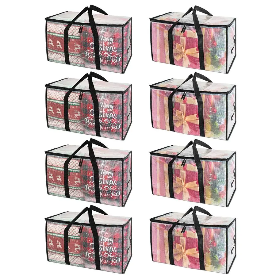 

8Pack Oversized Moving Bags with Reinforced Handles, HeavyDuty Storage Tote for Clothes, Moving Supplies Clear, 8Pack