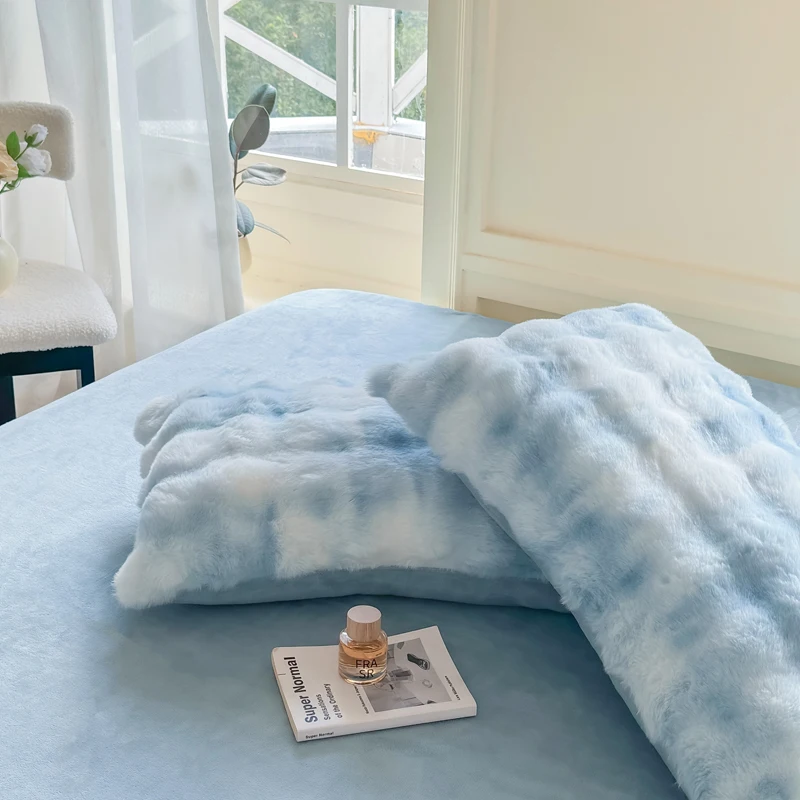 New Class A Charming Bubble Rabbit Plush Fleece Duvet Cover - Extra Soft Cozy Thicken Warm Autumn Winter Skin Friendly Bedding