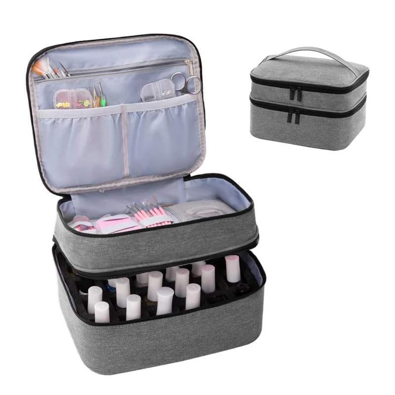 Essential Oil Case 30 Bottles Nail Polish Storage Bag Travel Portable Cosmetic Large Handbag Organizer Double Layer Design