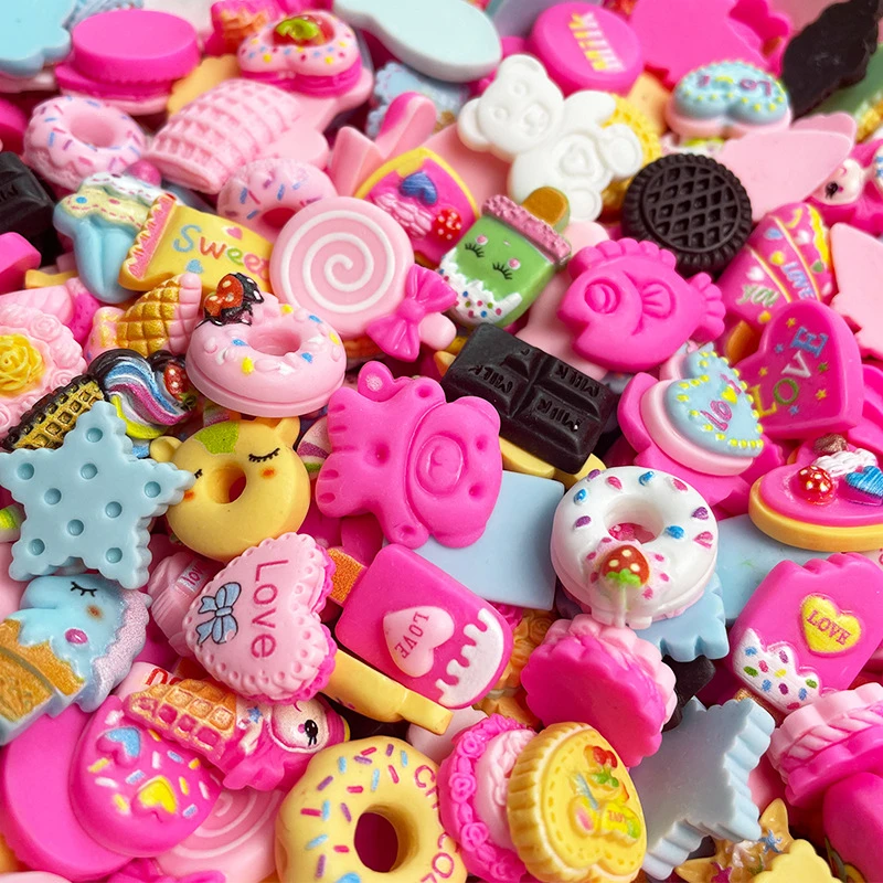 20 teile/los Zufällige Süßigkeiten Nette Gemischte Harz Süßigkeiten Flatback für DIY Handwerk Schmuck Machen Liefert Ornamen Zubehör Materialien