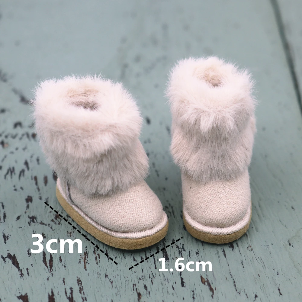 Chaussures pour poupée Blyth, botte de neige chaude avec fourrure, adaptées au caoutchouc et au corps articulé